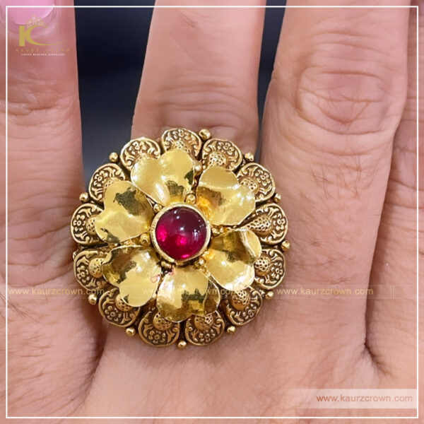 Nosheen Traditional Antique Gold Plated Finger Ring , kaurz crown , punjabi jewellery , gold plated , online jewellery store