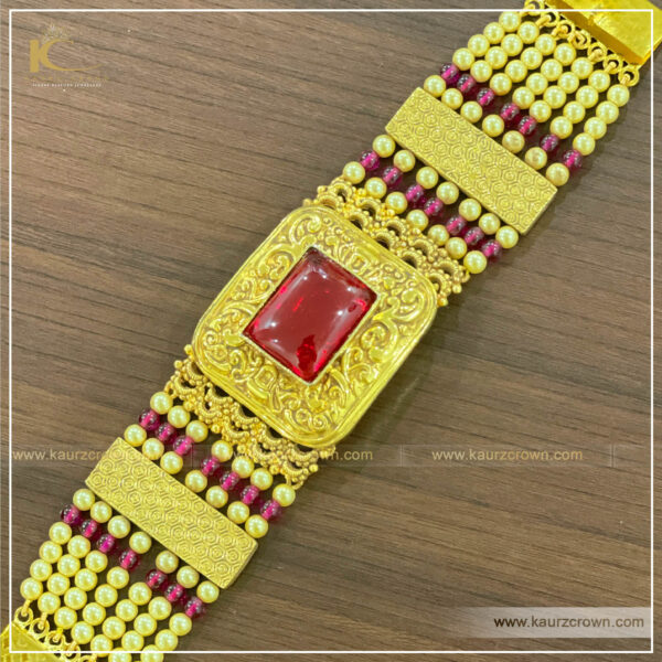 Raabia Traditional Antique Gold Plated Baahi (Bracelet) , kaurz crown , punjabi jewellery , online jewellery store ,