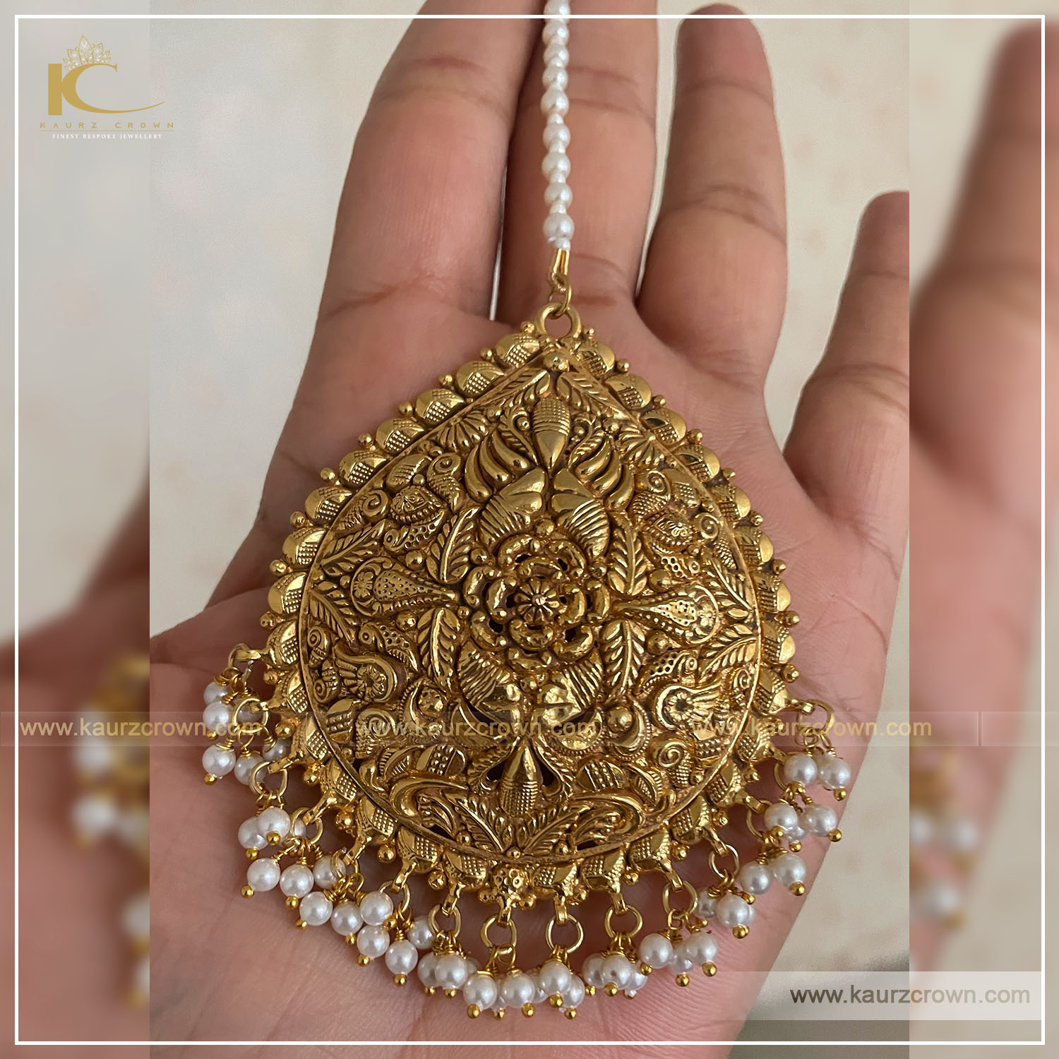 Rajeev Traditional Antique Gold Plated Tikka , kaurz crown , punjab i jewellery , online jewellery store , online jewellery