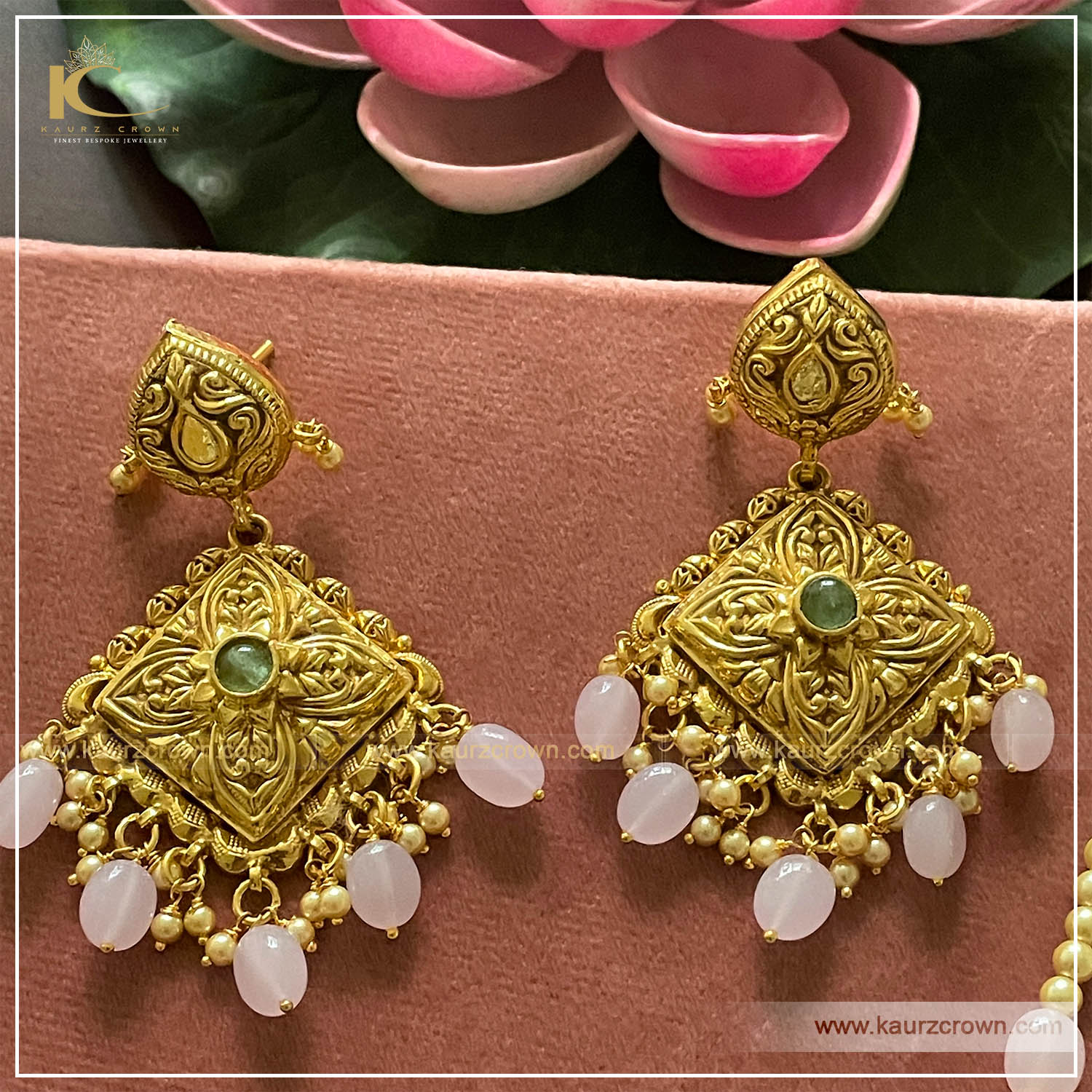 Shahinur Traditional Antique Gold Earrings , kaurz crown , punjabi jewellery , online jewellery store
