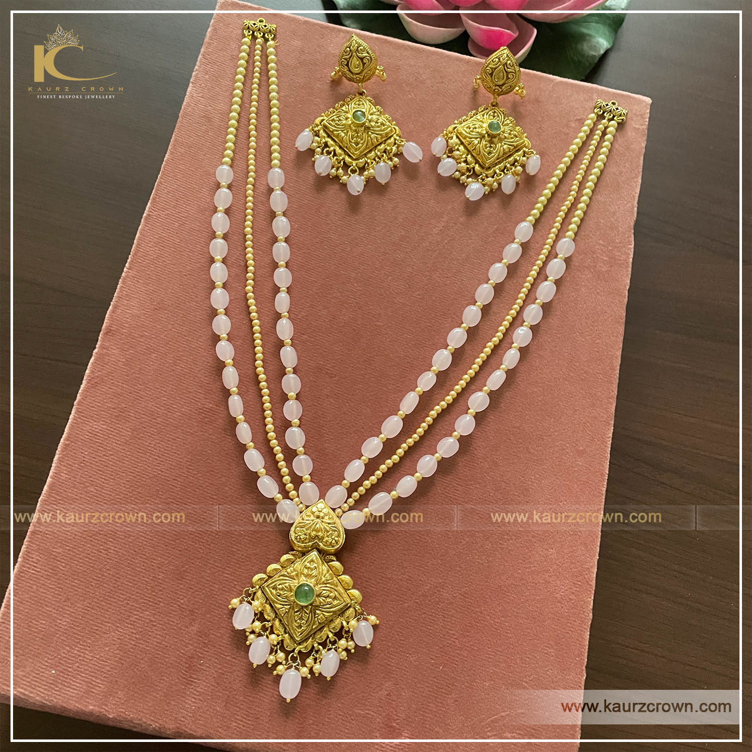 Buy Traditional Brass High Gold Plated Antique Moti Long Necklace set with  Earrings Online From Surat Wholesale Shop.