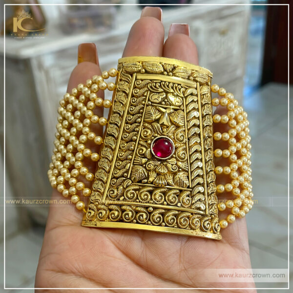 Traditional Punjabi Jadau Peacock Bracelet in Gold Plated Silver BG 03 –  Deccan Jewelry