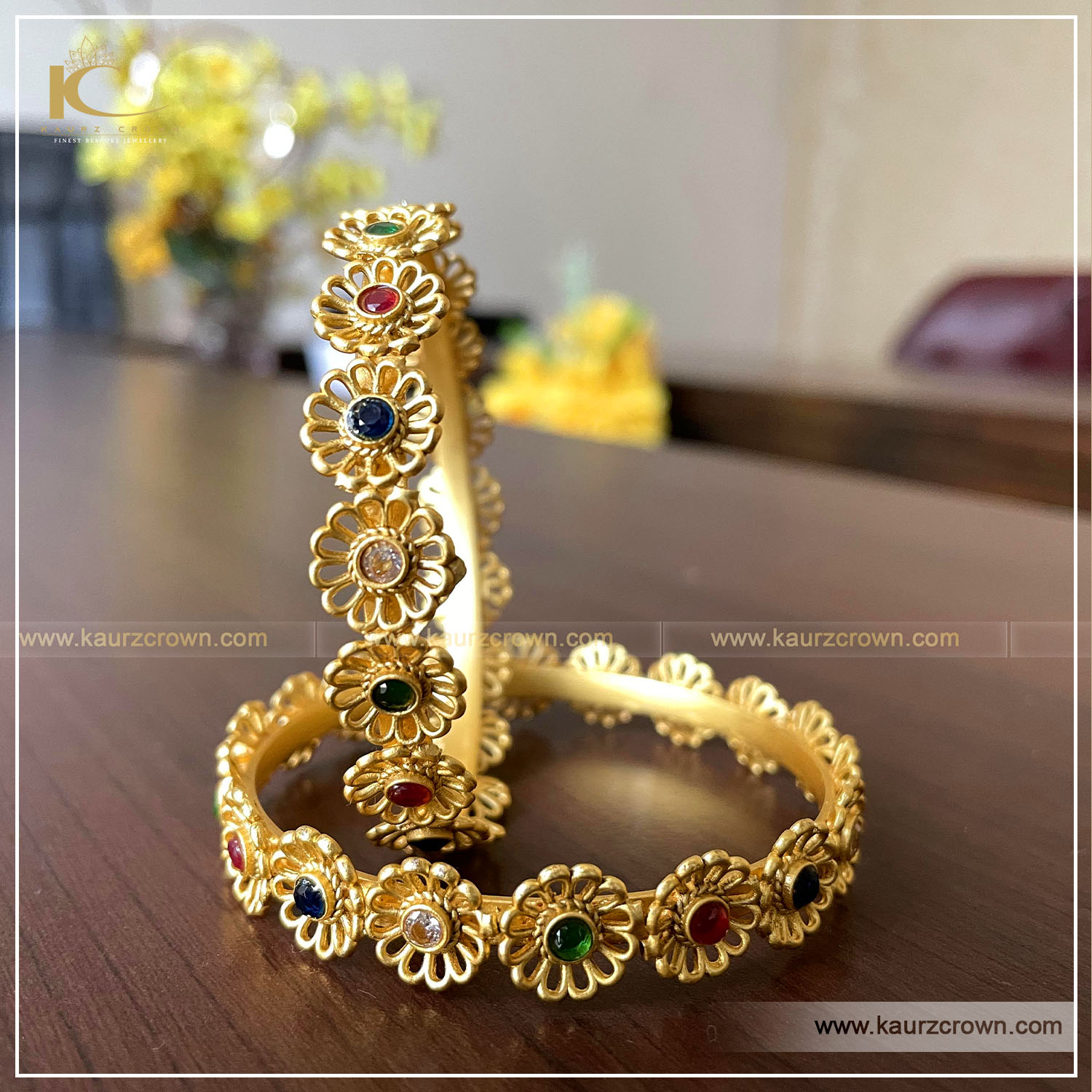 Aiza Traditional Gold Plated Bangles , kaurz crown , punjabi jewellery , online jewellery store , gold plated