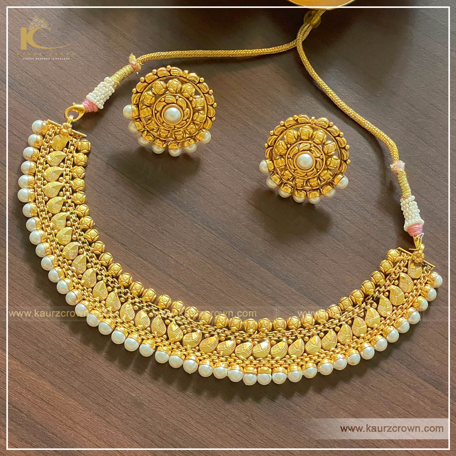 Hena Traditional Antique Gold Plated Choker Set , kaurz crown , punjabi jewellery , online jewellery store , choker set , gold plated