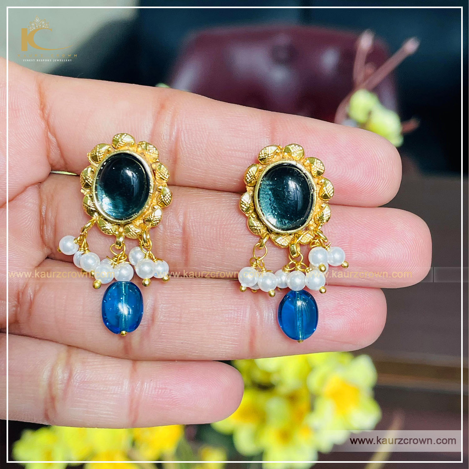 Buy W Blue Beaded & Stone Work Hoop Earrings Online At Best Price @ Tata  CLiQ