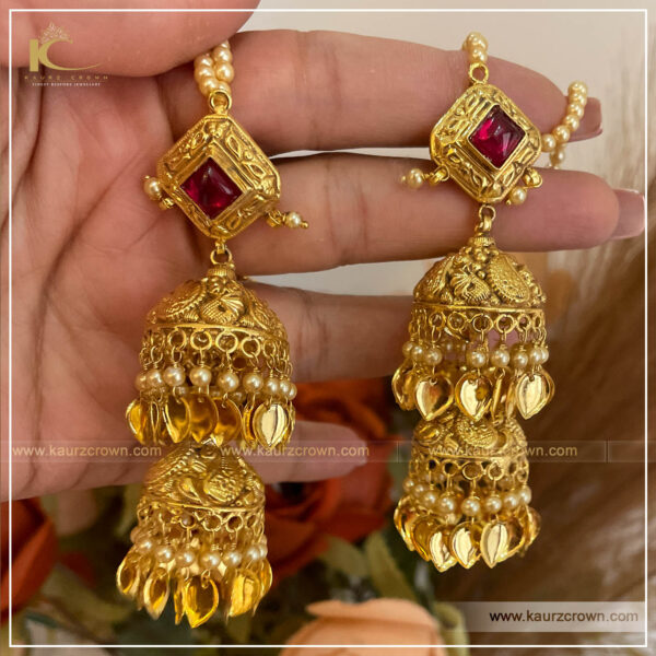 Brass Copper Dangle Wholesaler of Gold Plated Antique Chand Style Moti  Earring 216628 at Rs 520/pair in Mumbai