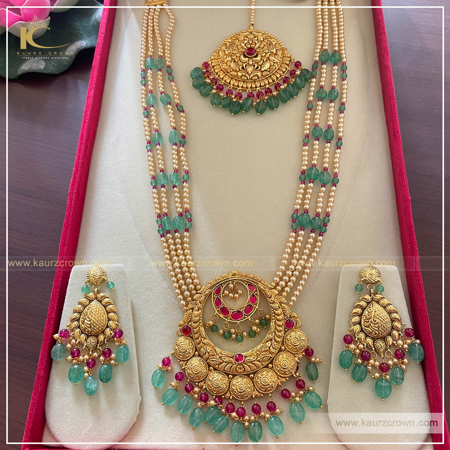 Saadgi Traditional Antique Gold Plated Rani Haar (Long Necklace) , rani haar , long necklace set , earrings , tkka , saadgi , gold plated , punjabi jewellery , online jewellery store