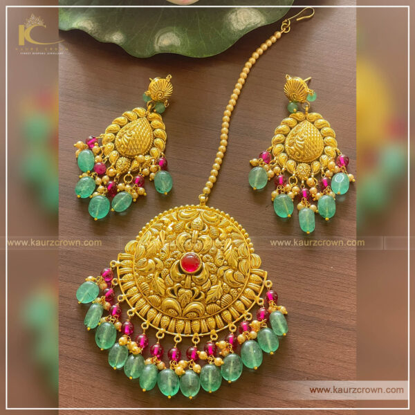 1Gram Gold Plated with Copper Base Long Haram Necklace Set with Matching  Earrings in Multicolor