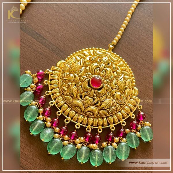 Saadgi Traditional Antique Gold Plated Rani Haar (Long Necklace) , rani haar , long necklace set , earrings , tkka , saadgi , gold plated , punjabi jewellery , online jewellery store