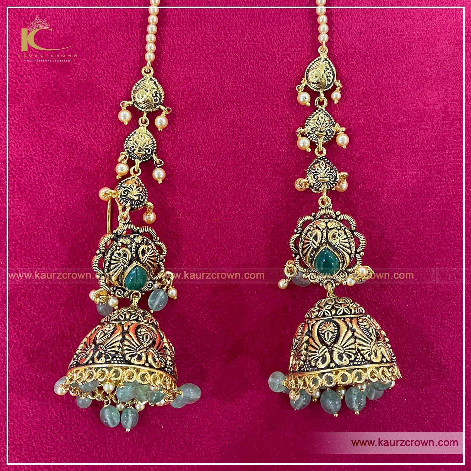 Shahnoor Traditional Antique Gold Plated Jhumki Earrings, kaurz crown , punjabi jewellery , gold plated , jhumki , earring , shahnoor