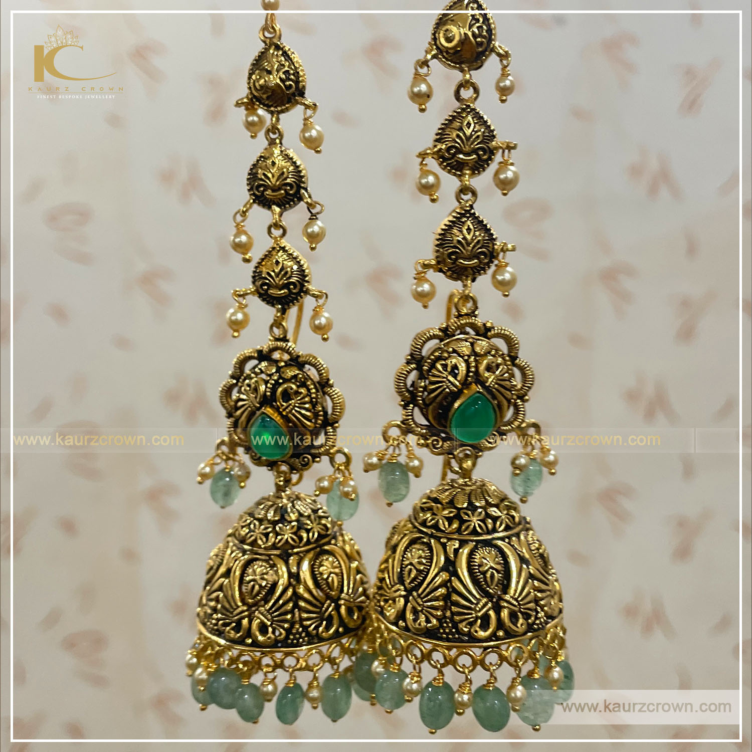 Shahnoor Traditional Antique Gold Plated Jhumki Earrings, kaurz crown , punjabi jewellery , gold plated , jhumki , earring , shahnoor