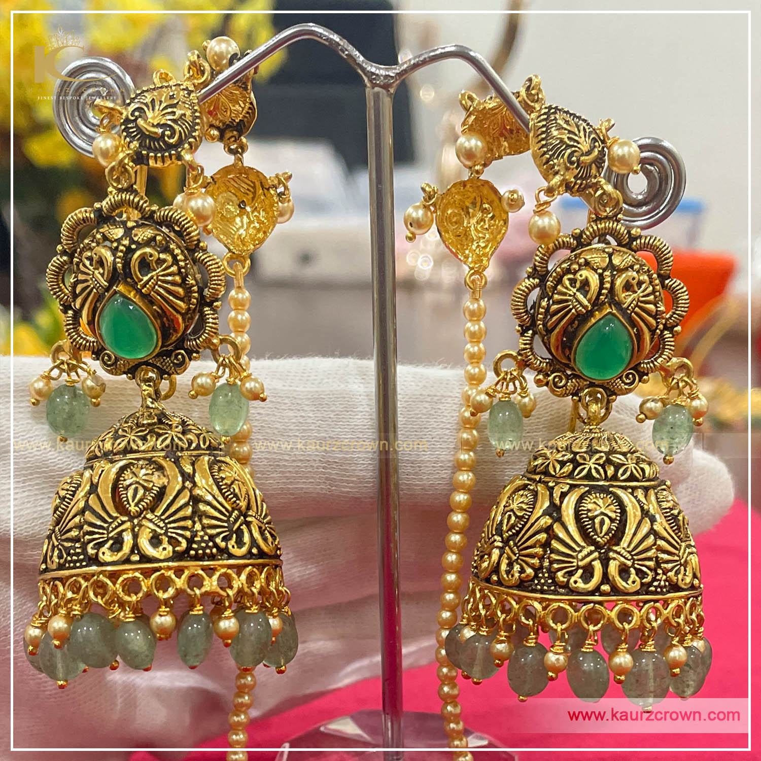Hand Made Gold Plated Punjabi Traditional Jewellery Earrings Tops J0218 -  muteyaar.com