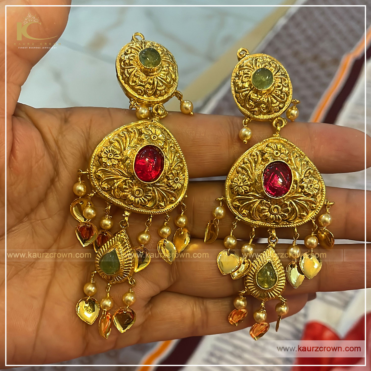 Intricate Nakshi Antique Gold Earrings