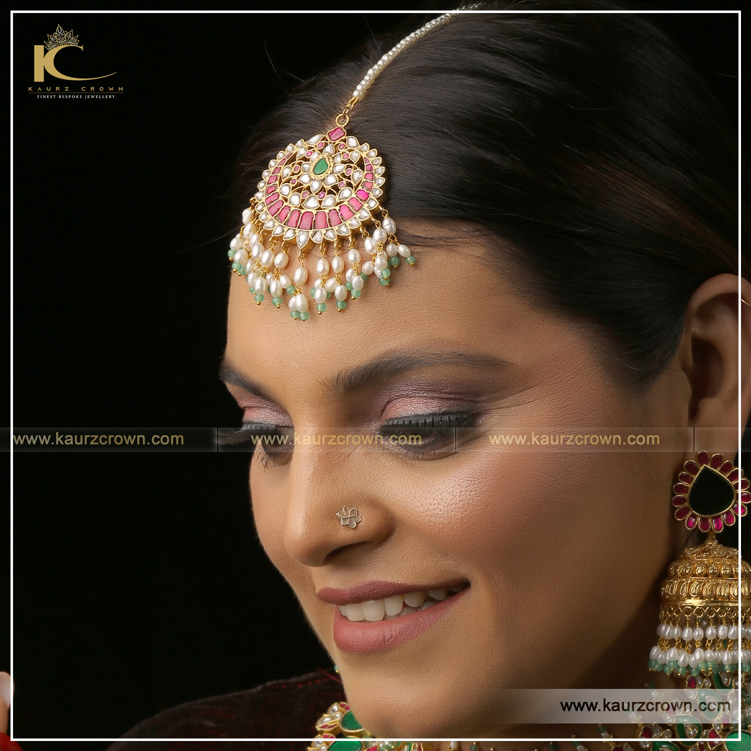 Shgufta Kundan Necklace Set , Kundan Necklace set , Rani Haar , gold plated , punjabi jewellery , online jewellery store , jewellery shop , shgufta Tikka