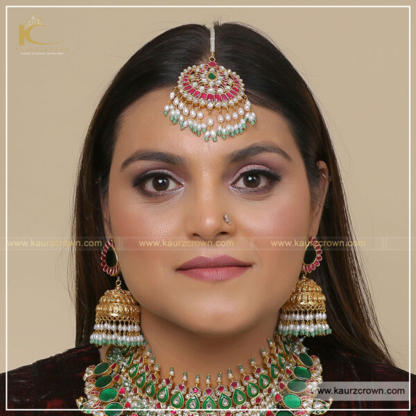 Shgufta Kundan Necklace Set , Kundan Necklace set , Rani Haar , gold plated , punjabi jewellery , online jewellery store , jewellery shop , shgufta Tikka