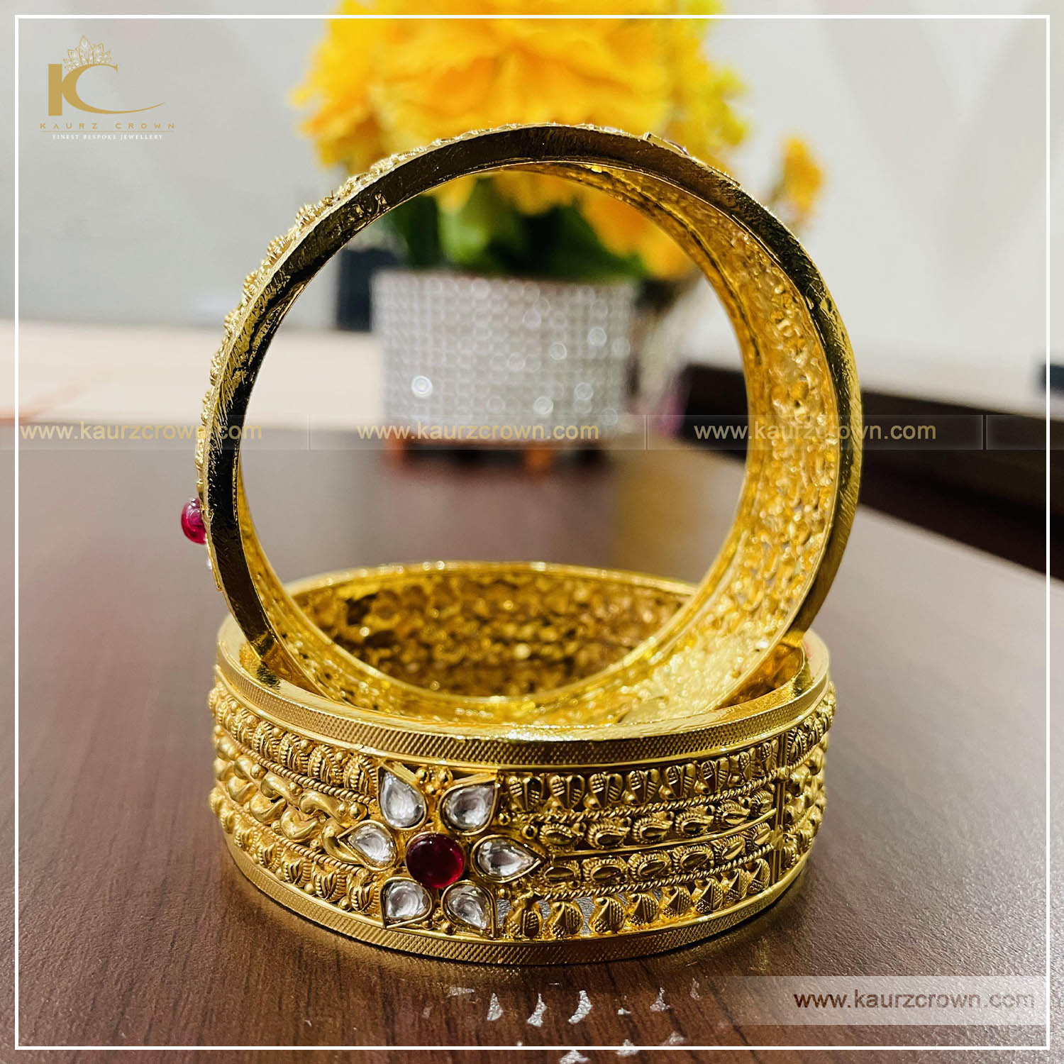 Afza Traditional Antique Gold Plated Bangles , Kaurz crown , punjabi jewellery , online jewellery sote , afza , gold plated bangles