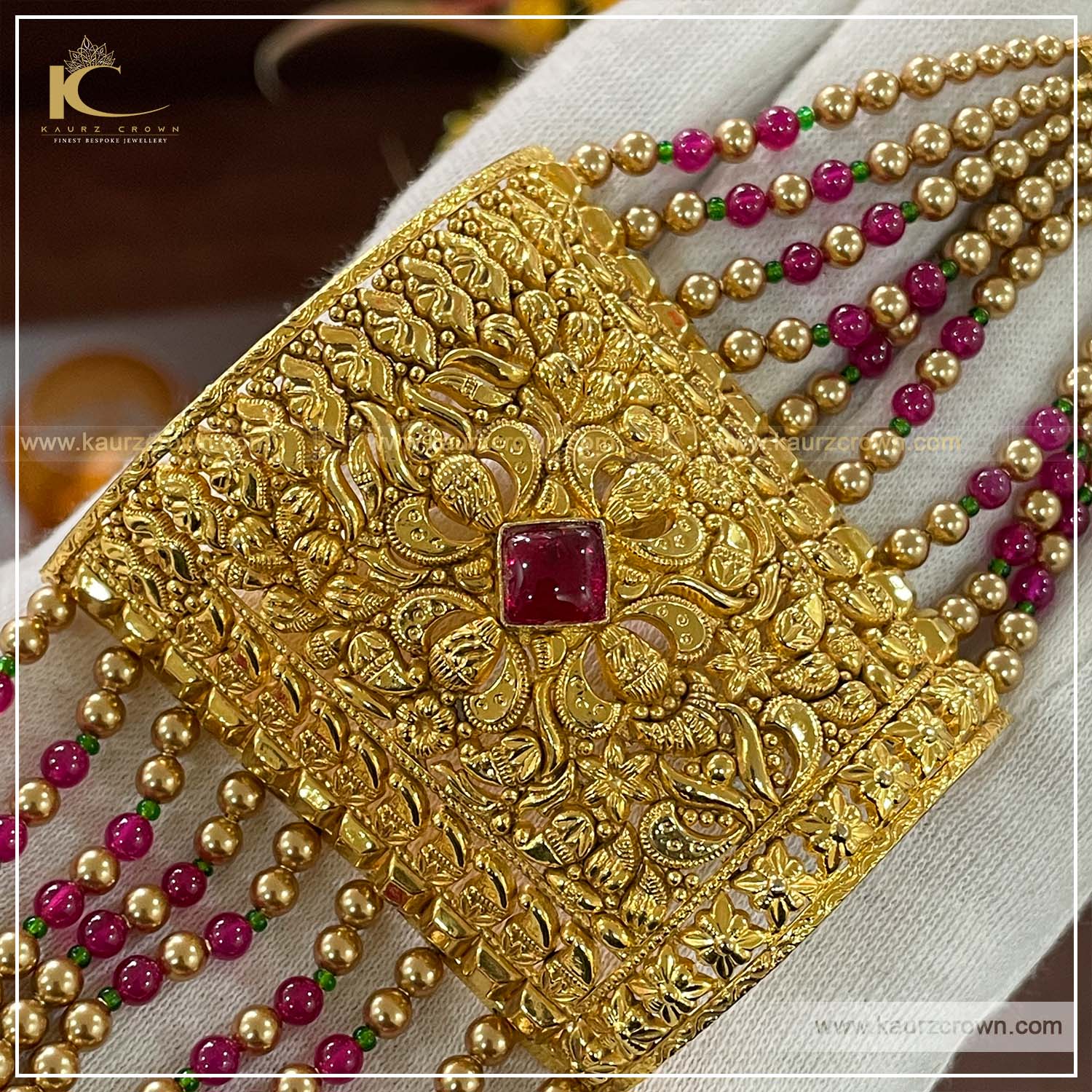 Hazeema Traditional Antique Gold Plated Baahi (Bracelet) , kaurz crown , punjabi jewellery , gold plated , traditional jewellery , hazeema , gold plated baahi