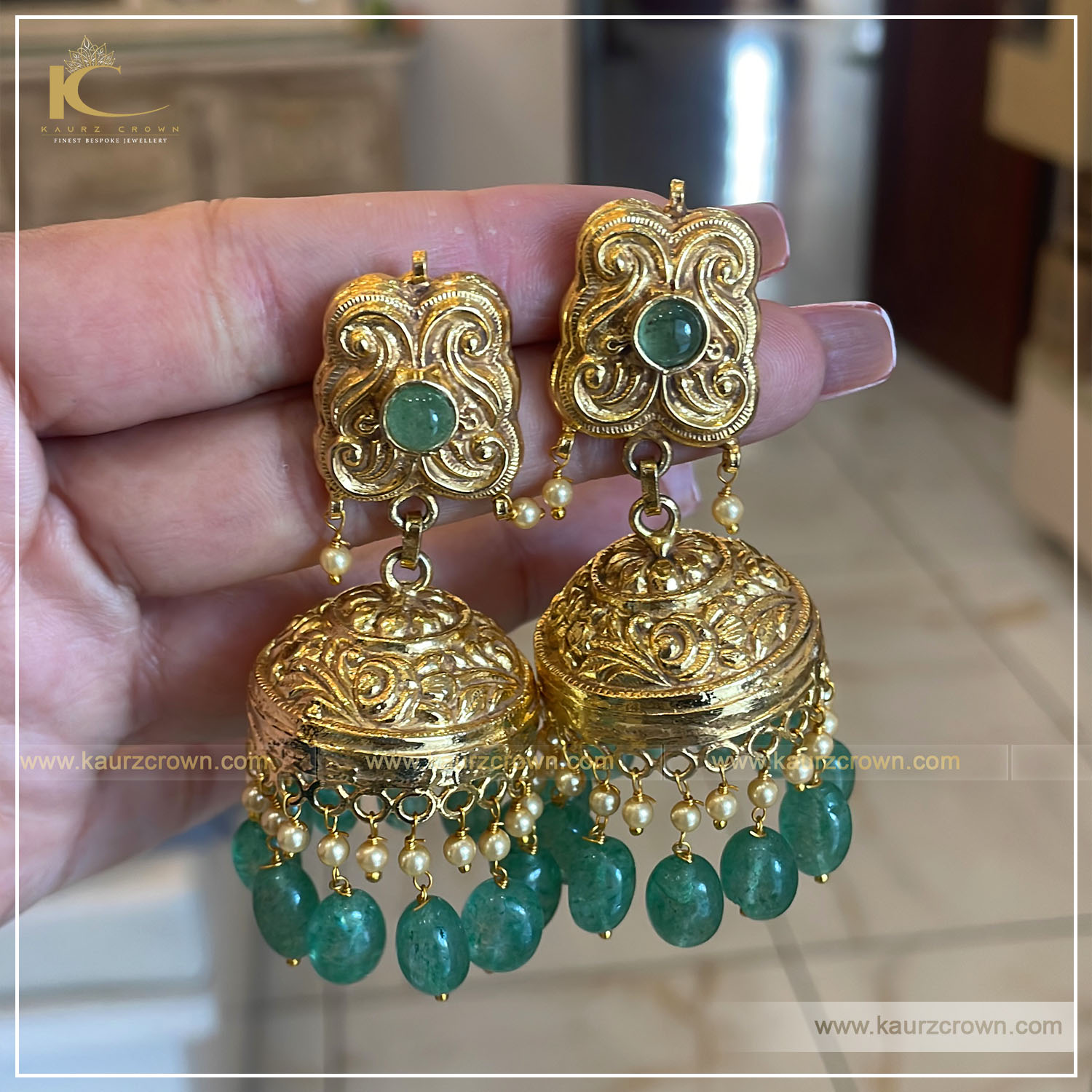Liba Traditional Antique Gold Plated Jhumki Earrings , kaurz crown , punjabi jewellery , kaurz crown jewellery , online jewellery store , liba jhumki earrings