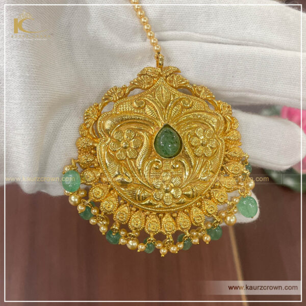 Mahreen Traditional Antique Gold Plated Tikka , Mahreen tikka , traditonal jewellery , online jewellery store , gold plated jewellery , online store