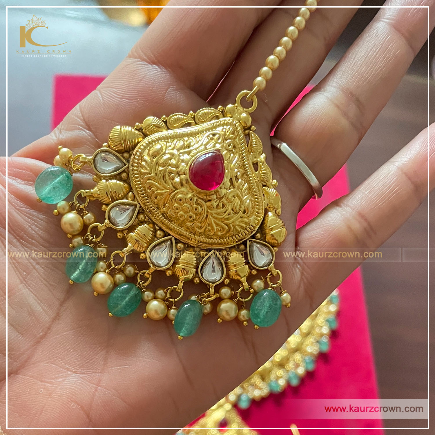 Mehkasha Traditional Antique Gold Plated Tikka , kaurz crown ,punjabi jewellery , online jewellery store , traditional jewellery store , gold plated tikka