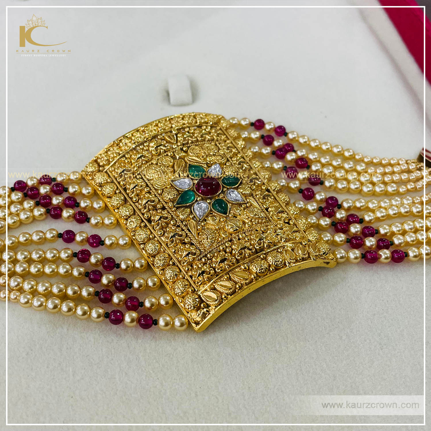 Raaga Traditional Antique Gold Plated Baahi (Bracelet) , kaurz crown , punjabi jewellery , online store , gold plated , kundan stone