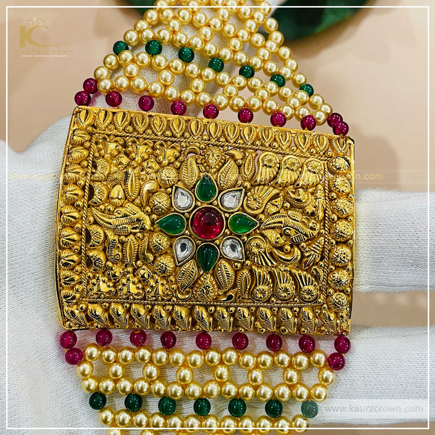 Rukhsana Traditional Antique Gold Plated Baahi (Bracelet) , kaurz crown , punjabi jewellery , traditonal jewellery , rukhsana baahi , online jewellery store , online store