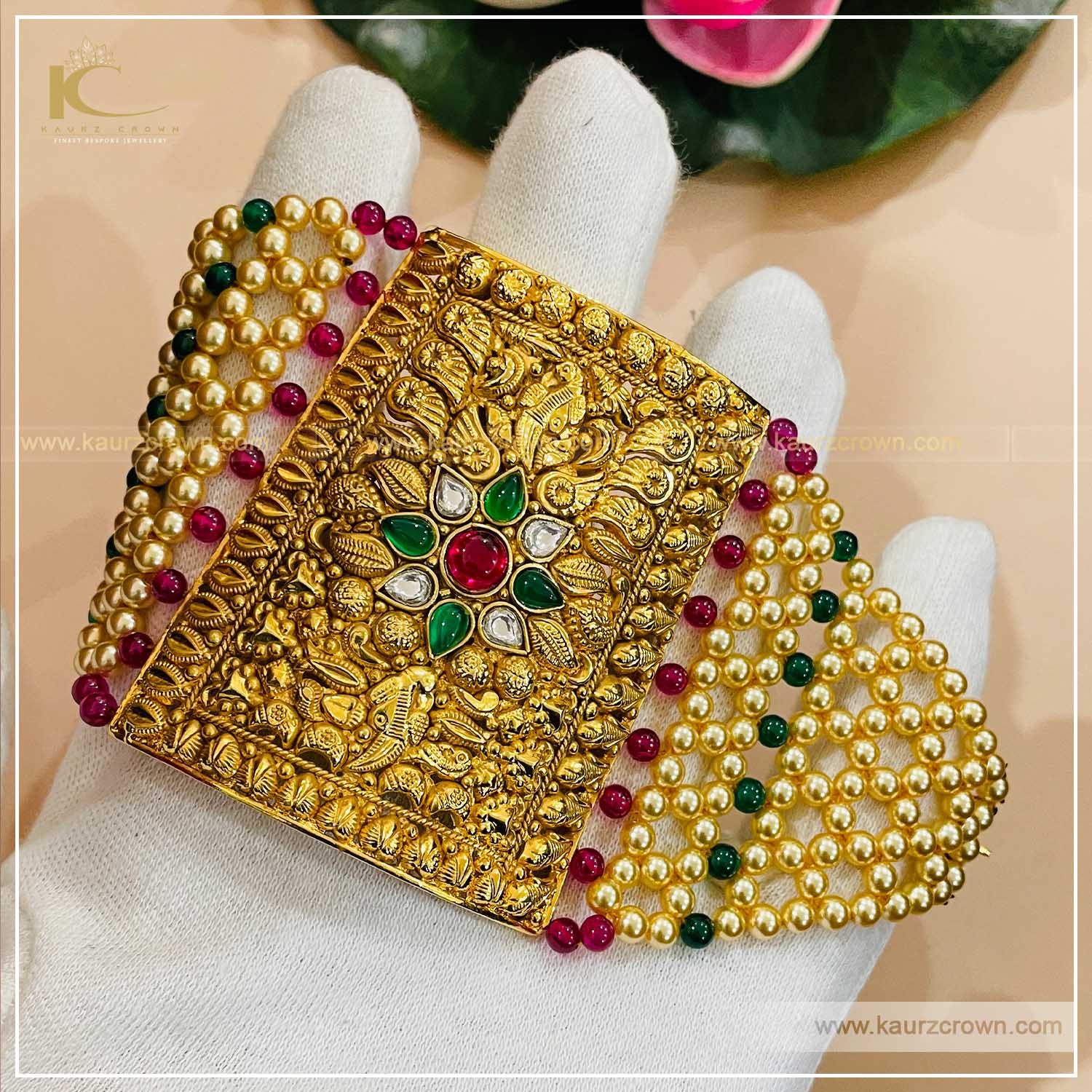 Rukhsana Traditional Antique Gold Plated Baahi (Bracelet) , kaurz crown , punjabi jewellery , traditonal jewellery , rukhsana baahi , online jewellery store , online store