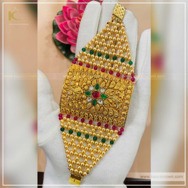 Rukhsana Traditional Antique Gold Plated Baahi (Bracelet) , kaurz crown , punjabi jewellery , traditonal jewellery , rukhsana baahi , online jewellery store , online store