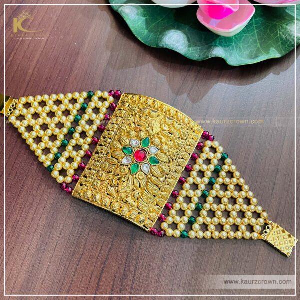 Rukhsana Traditional Antique Gold Plated Baahi (Bracelet) , kaurz crown , punjabi jewellery , traditonal jewellery , rukhsana baahi , online jewellery store , online store