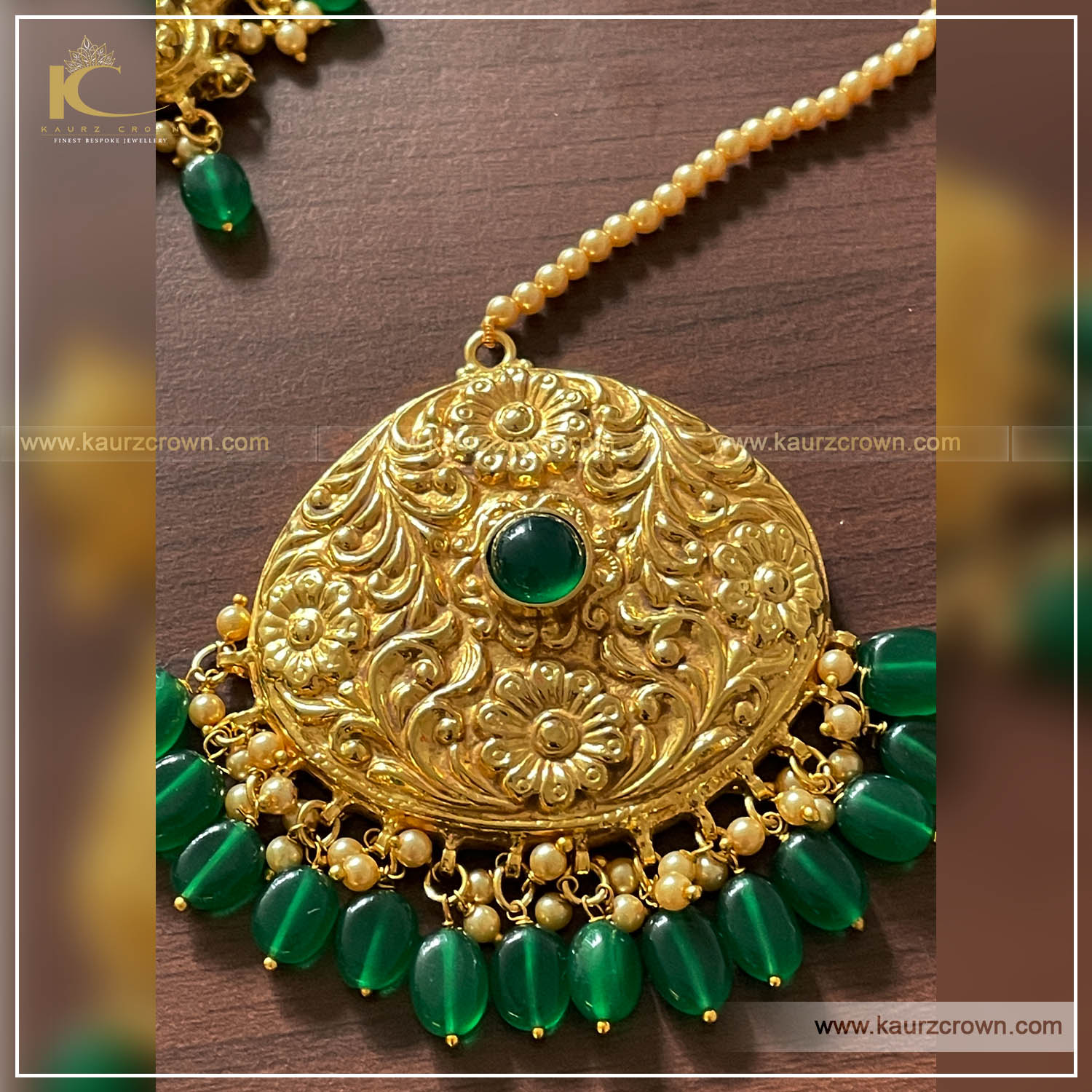 Shanaya Traditional Antique Gold Polished Tikka , kaurz crown , gold plated , tikka , traditional jewellery