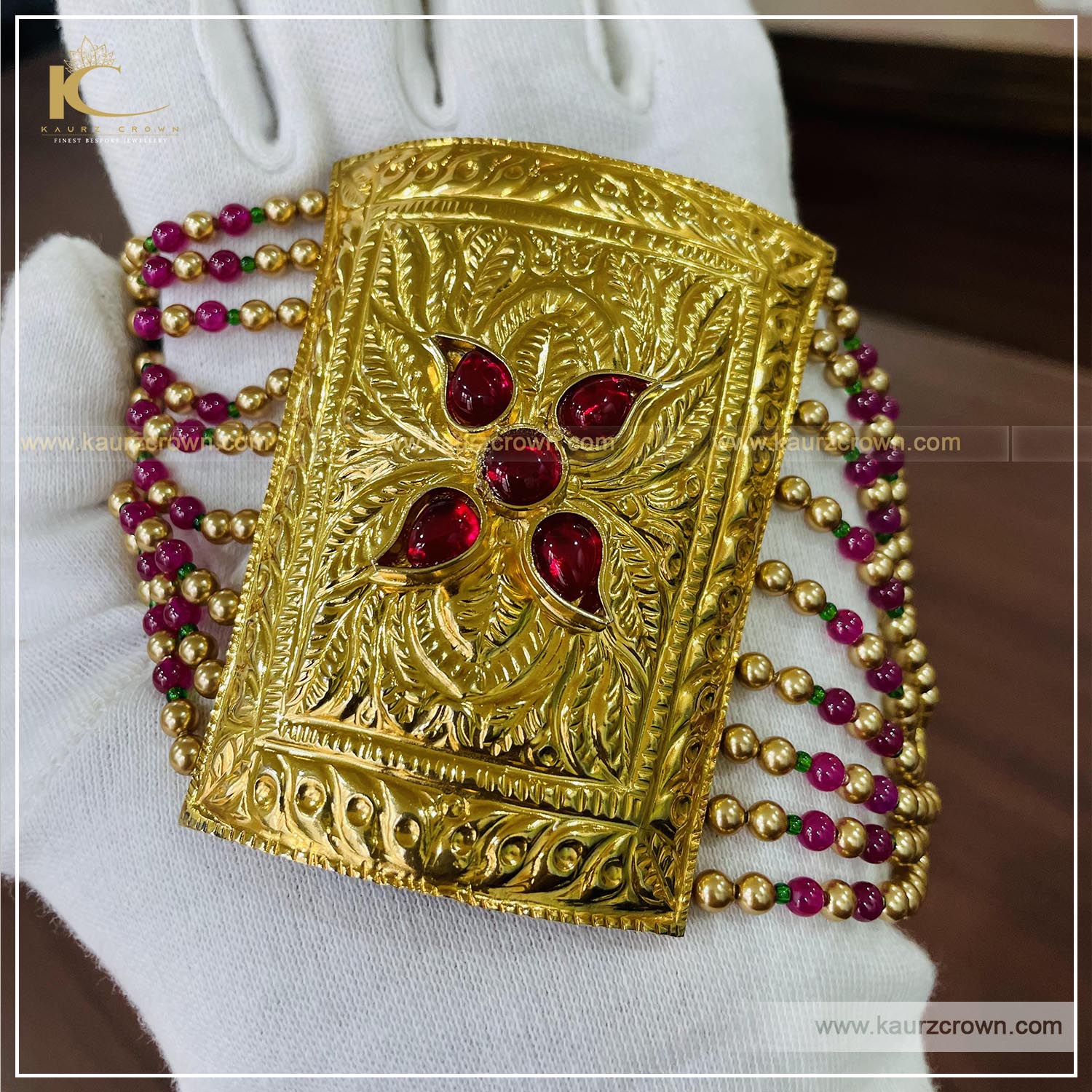 Yashal Traditional Antique Gold Plated Baahi (Bracelet) , kaurz crown , punjabi jewellery , online jewellery store , yashal , gold platd , baahi , bracelet , gold plated baahi