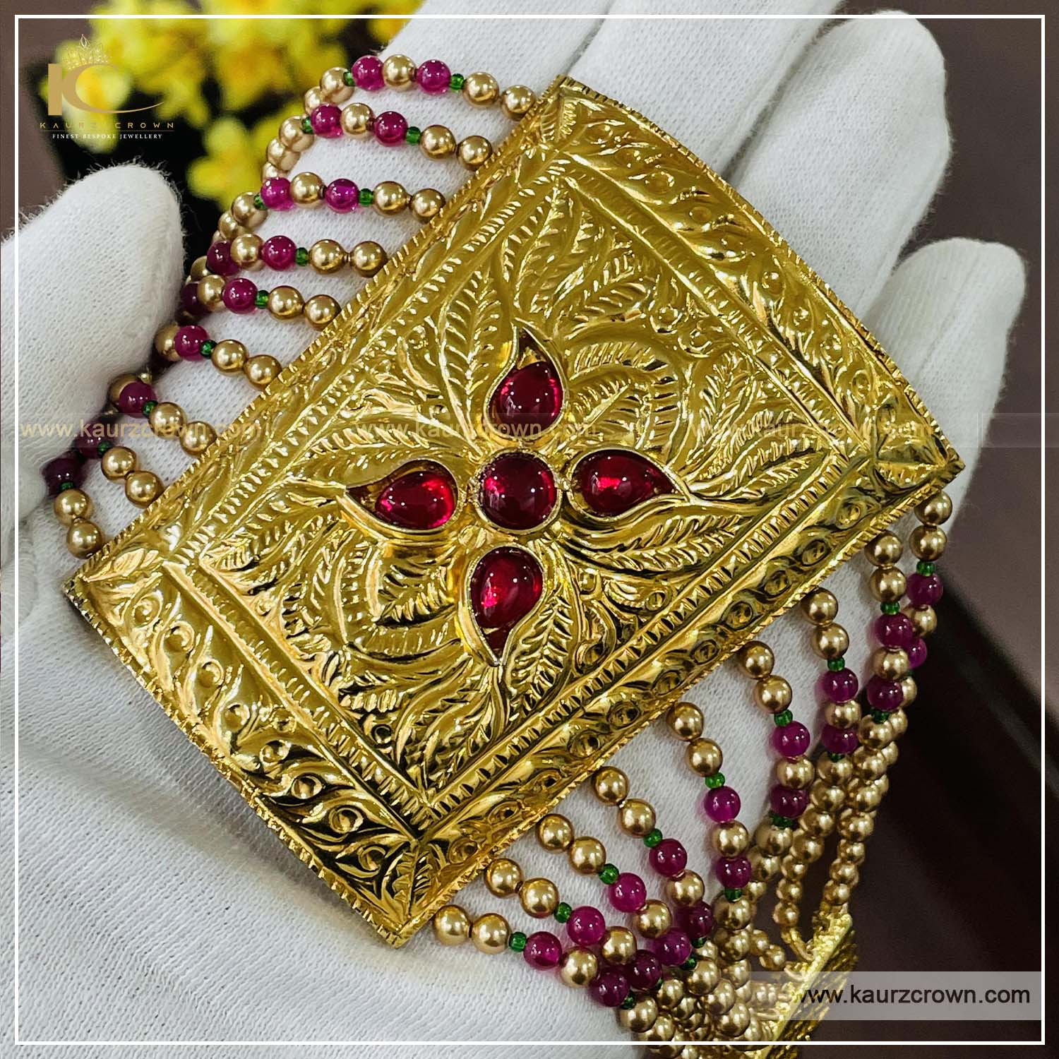 Yashal Traditional Antique Gold Plated Baahi (Bracelet) , kaurz crown , punjabi jewellery , online jewellery store , yashal , gold platd , baahi , bracelet , gold plated baahi