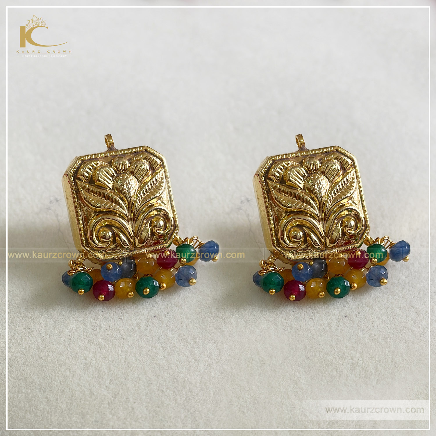 Kashish Traditional Antique Gold Plated Stud Earrings , kaurz crown , punjabi jewellery , online jewellery store , kashish earrings , gold plated earrings
