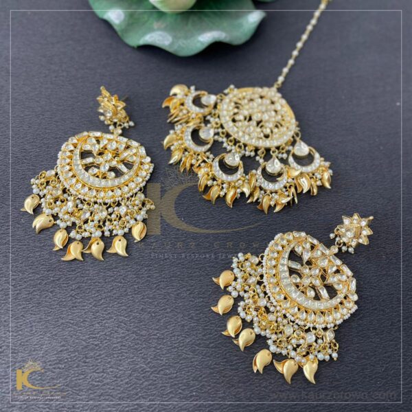 Khoobsurat Traditional Antique Gold Plated Earrings Tikka Set ,kaurz crown jewellery , khoobsurat tikka , online jewellery store , traditional tikka set, earrings tikka set