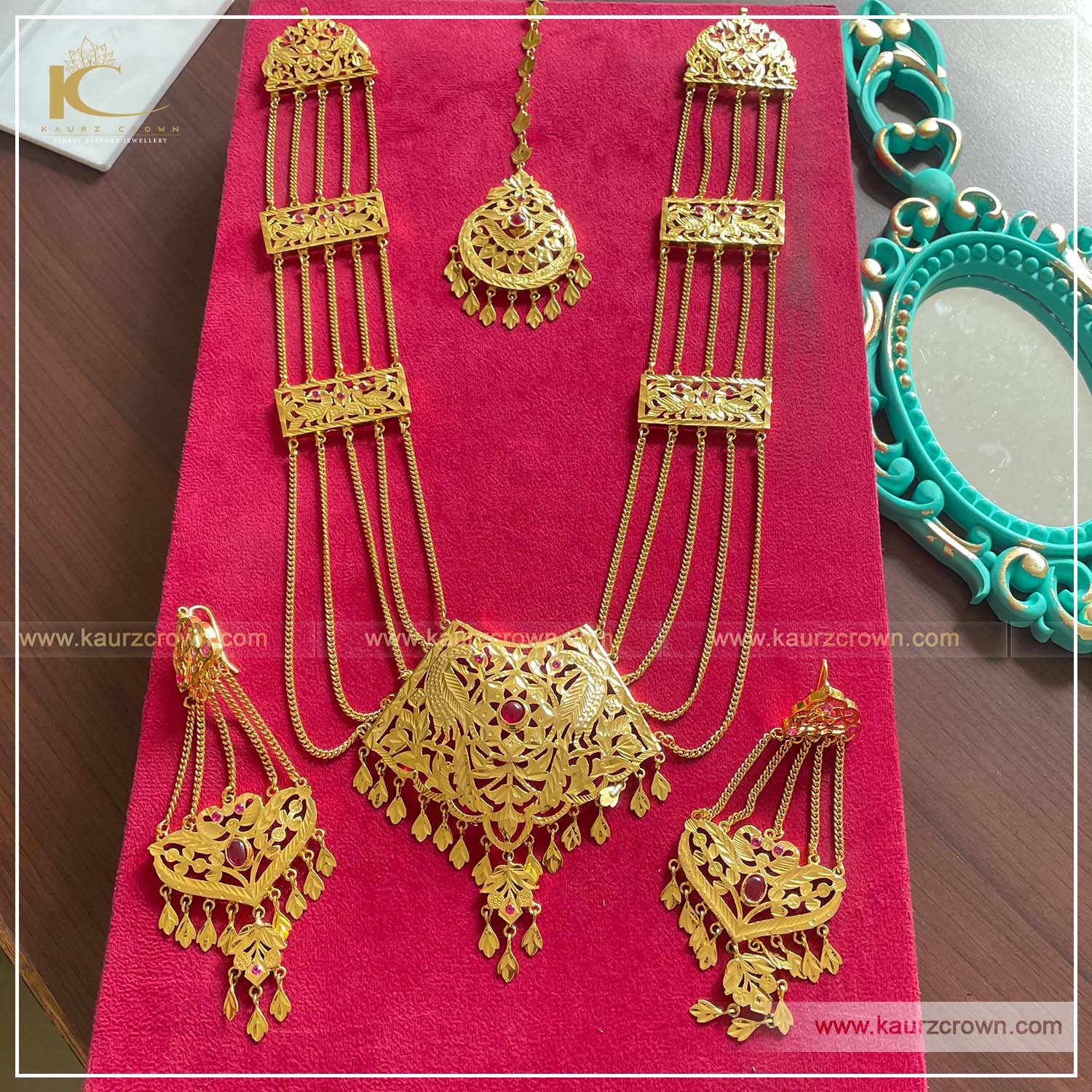 Rutba Traditional Antique Gold Plated Rani Haar , kaurz crown jewellery , online jewellery store , rutba ranni haar rutba jewellery set