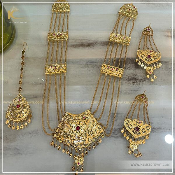 Rutba Traditional Antique Gold Plated Rani Haar , kaurz crown jewellery , online jewellery store , rutba ranni haar rutba jewellery set