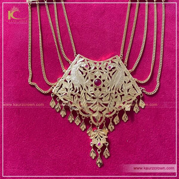 Rutba Traditional Antique Gold Plated Rani Haar , kaurz crown jewellery , online jewellery store , rutba ranni haar rutba jewellery set