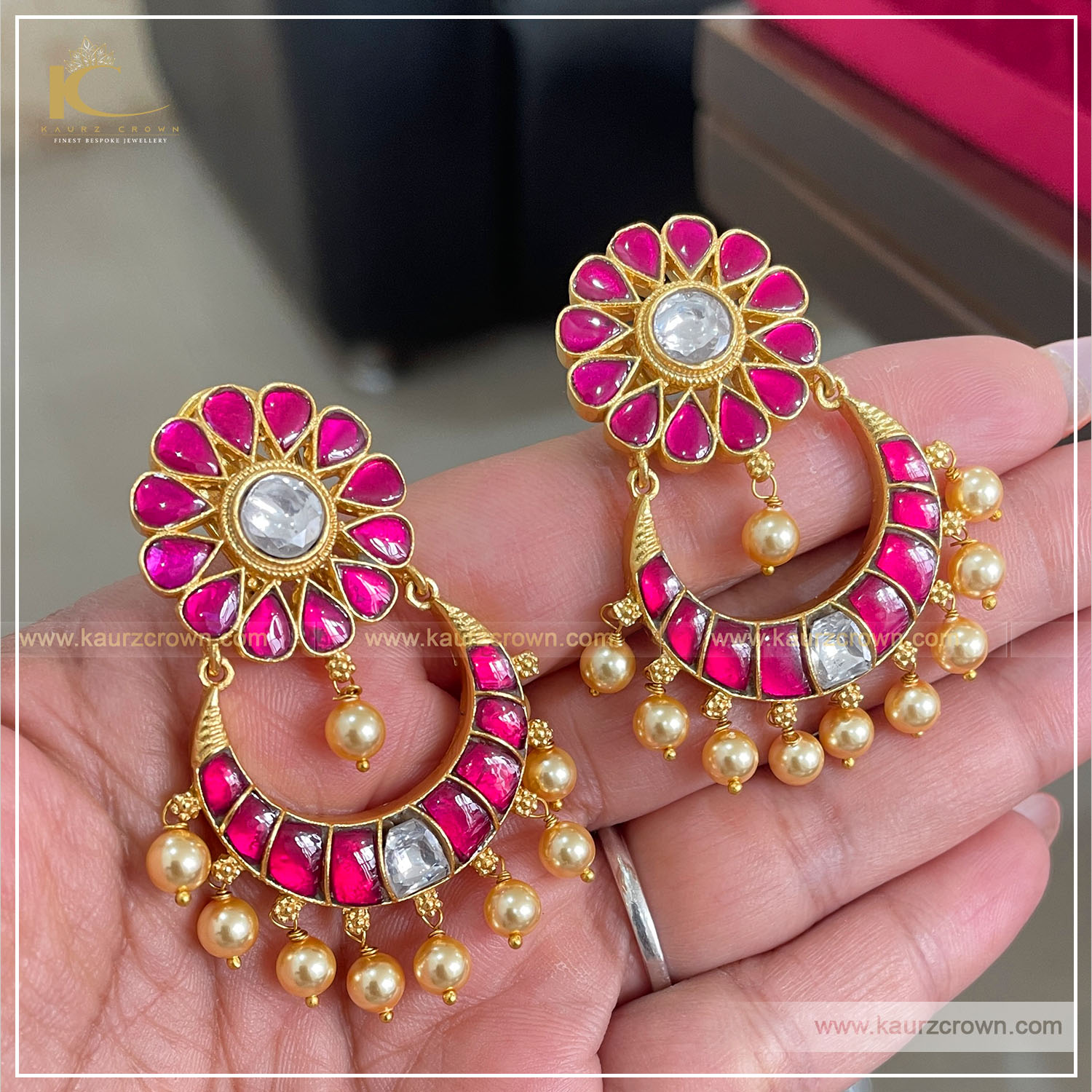 Nadia Kundan Earrings , kaurz crown jewellery , onilne jewellery store , kundan earrings , online shop , nadia earrings , jewellery store