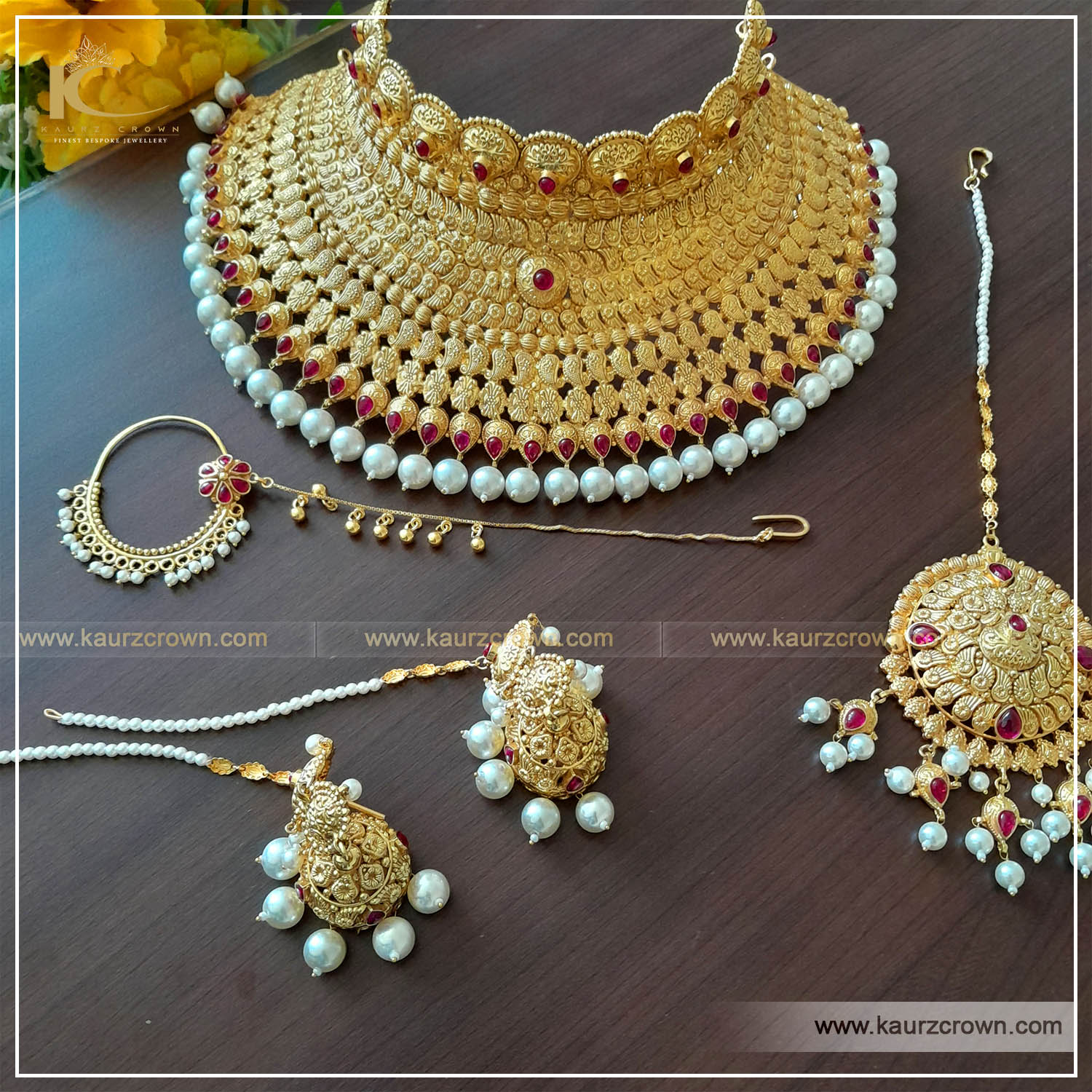 Paakizah Traditional Antique Gold Plated Bridal Necklace Set , kaurz crown jewellery , paakizah choker set , online jewellery store , online jewellery shop