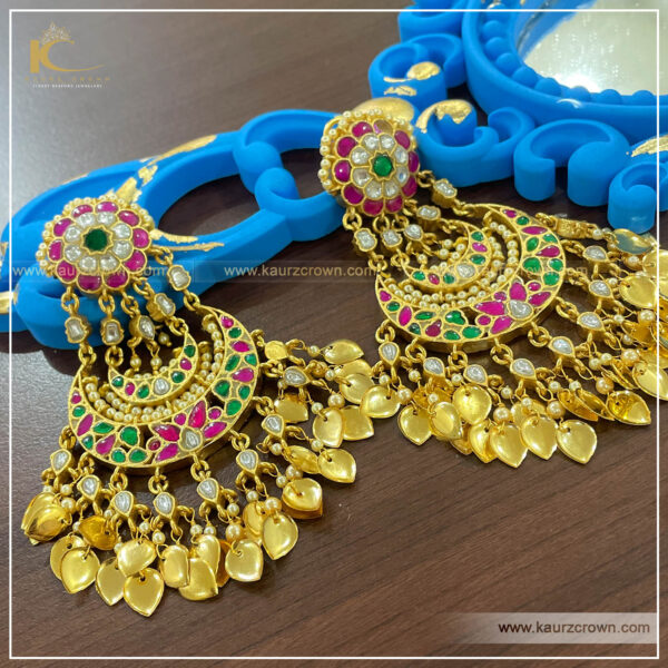Lightweight Sheesha Peach Pipal Patti Oversized Earrings Tikka Set – Amazel  Designs