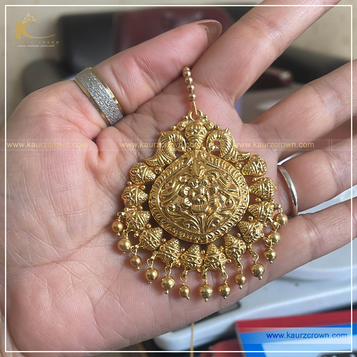 Shezal Traditional Antique Gold Plated Tikka , kaurz crown jewellery , shezal tikka , gold plated tikka , online jewellery store , traditional jewellery