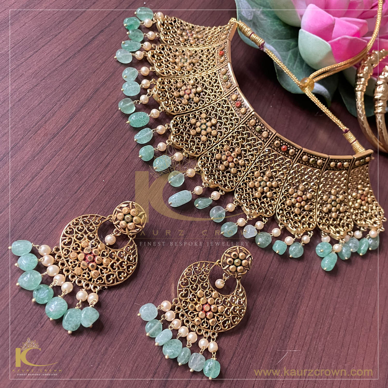 Sonpari Necklace Set , kaurz crown jewellery , online jewellery store , sonpari earrings , online store , gold plated jewellery