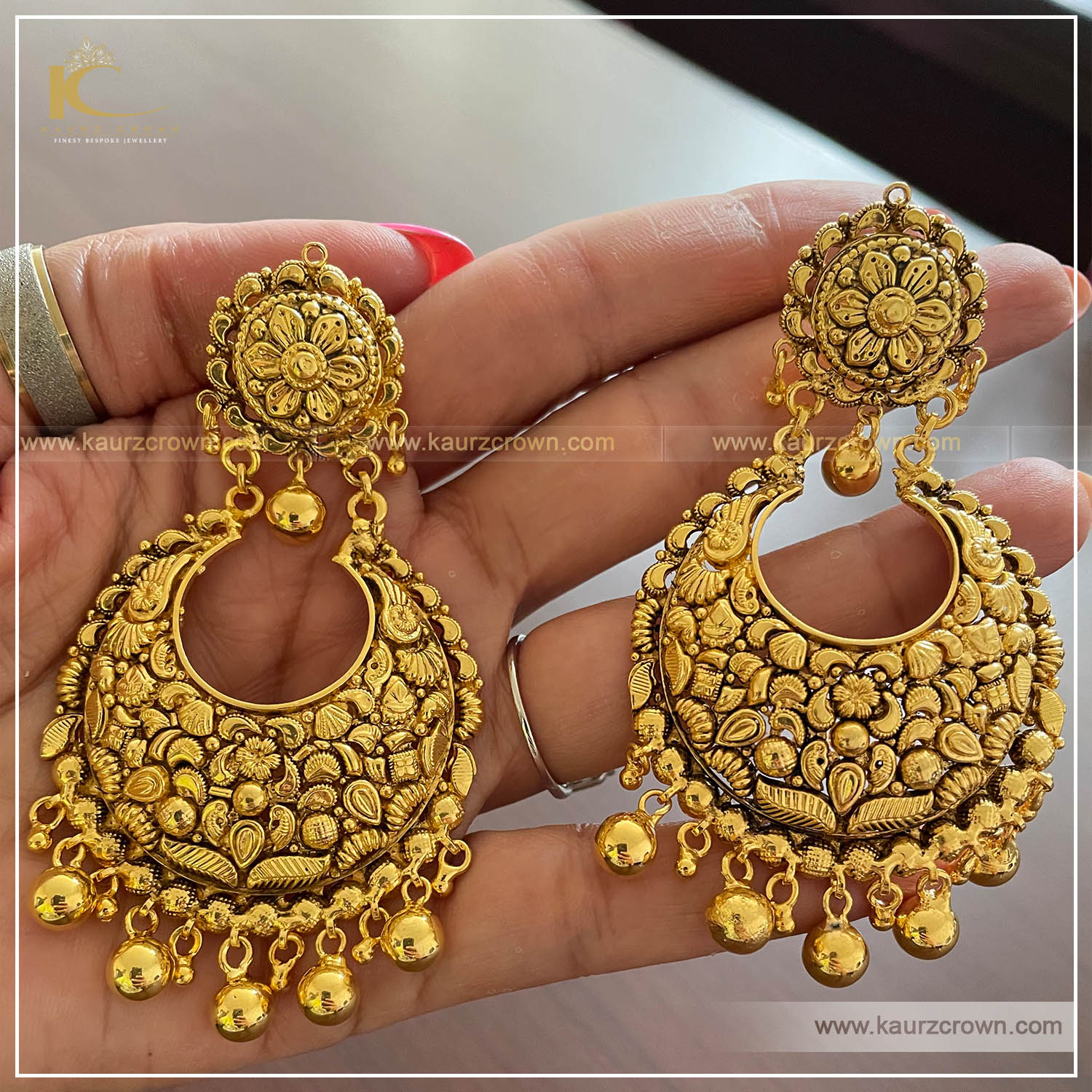 Sonam Traditional Antique Gold Plated Earring , kaurz crown jewellery , gold plated jewellery , gold plated earrings , ruby color , traditional jewellery , online shop