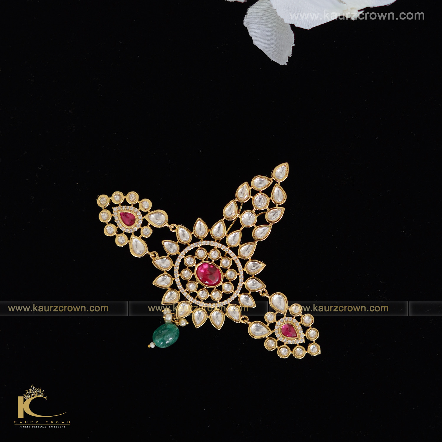 Jahbaz Turban kalgi (Groom), kaurz crown jewellery , online store , kundan kalgi , ruby stone