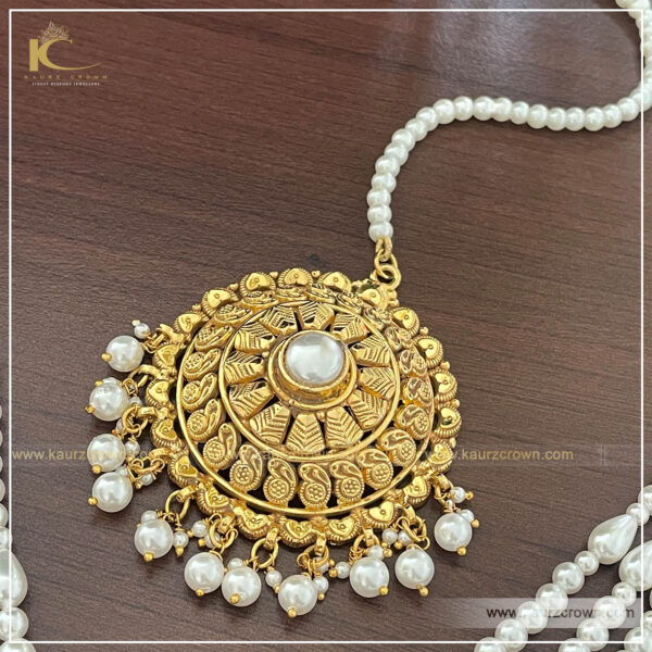 Aasmeen Traditional Antique Gold Plated Choker Set (White) , kaurz crown jewellery , online store