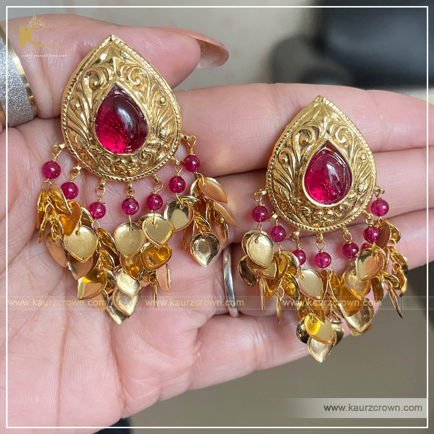 Hania Traditional Antique Gold Plated Earrings , kaurz crown jewellery , hania traditional antique , punjabi jewellery , gold plated , earrings