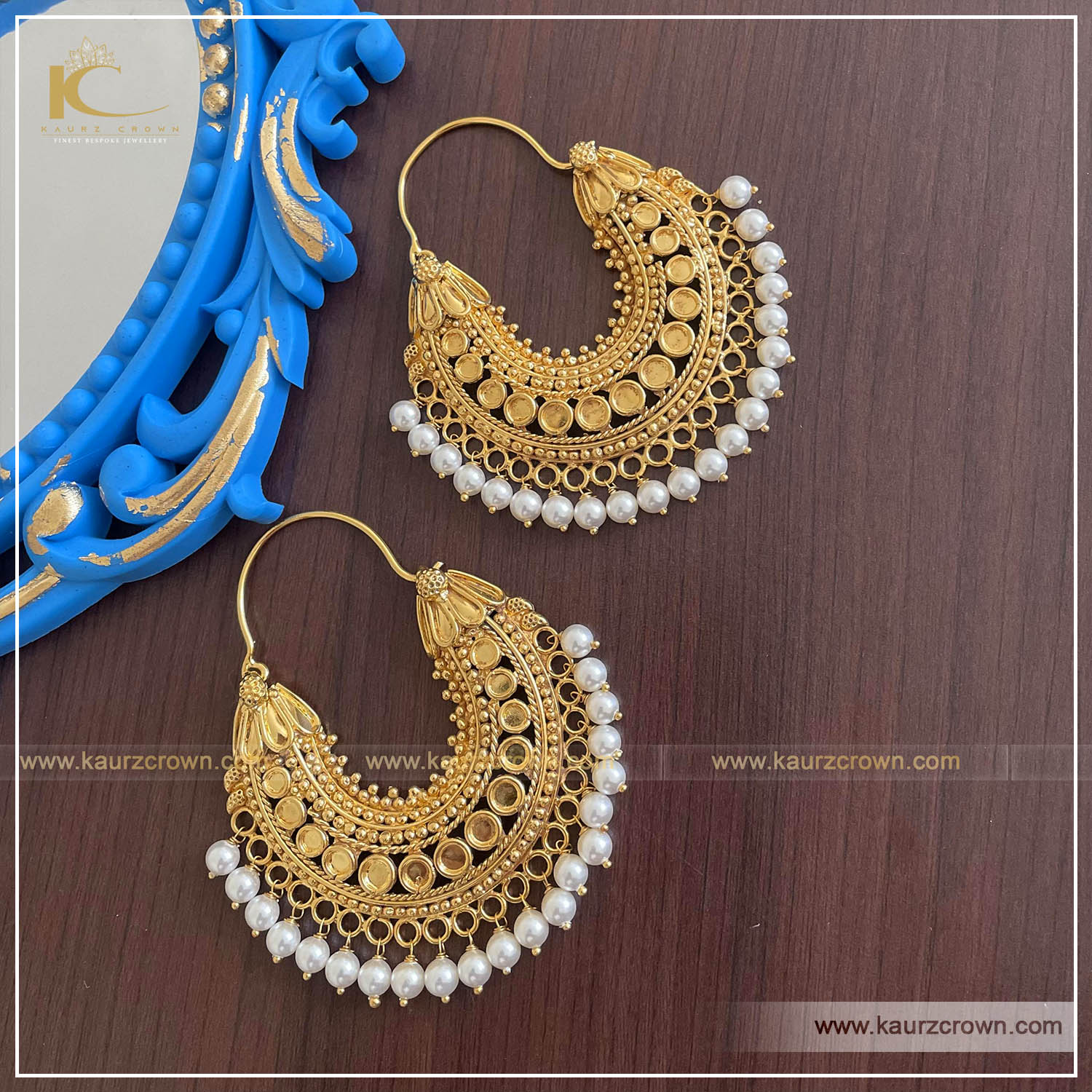 Manahil Traditional Antique Gold Plated Earrings , kaurz crown , punjabi jewellery store , online jewellery store
