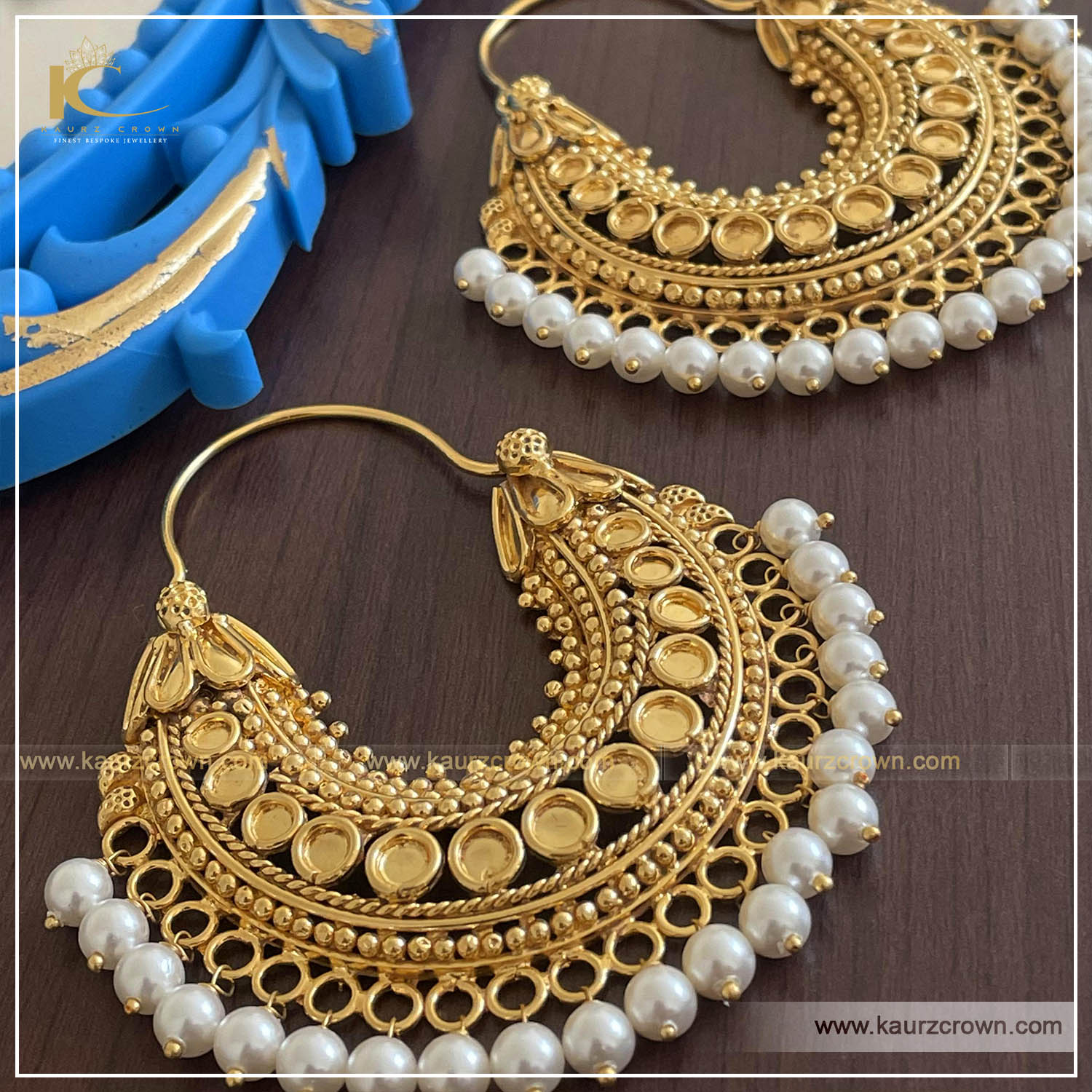 Manahil Traditional Antique Gold Plated Earrings , kaurz crown , punjabi jewellery store , online jewellery store