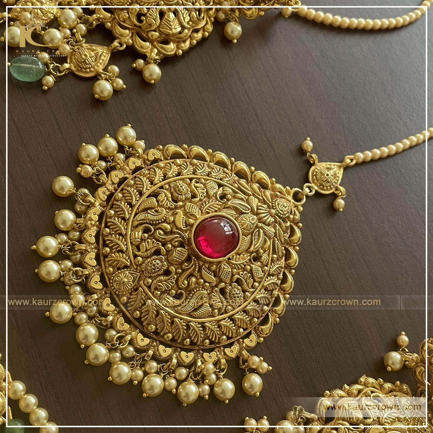 Ruhma Traditional Antique Gold Plated Choker Set , kaurz crown jewellery , punjabi jewellery , online jewellery store , gold palted , choker set