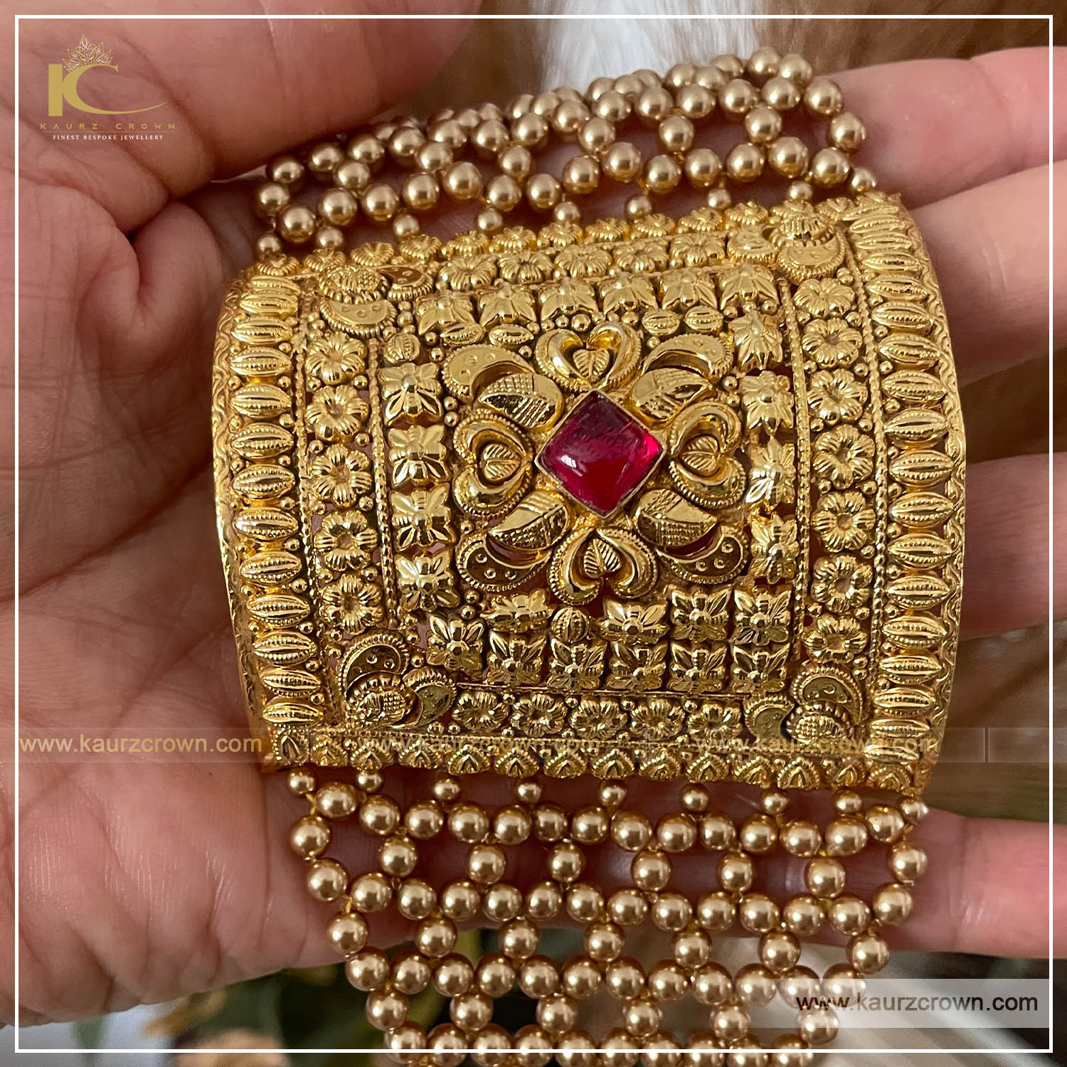 Wajiha Traditional Antique Gold Plated Baahi (Bracelet) , kaurz crown jewellery store , online jewellery store , traditional baahi